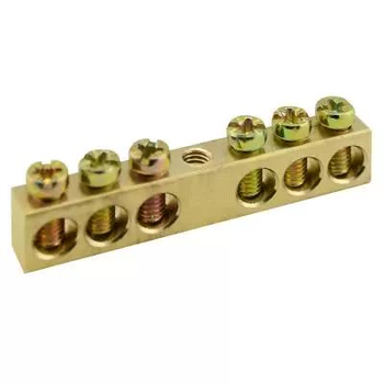 Шина PEN TS-0609C 6х9 6 отверстий крепление по центру Энергия - Электрика, НВА - Щитки и аксессуары для монтажа - Шины нулевые - . Магазин оборудования для автономного и резервного электропитания Ekosolar.ru в Мытищах
