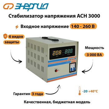 Однофазный стабилизатор напряжения Энергия АСН 3000 - Стабилизаторы напряжения - Однофазные стабилизаторы напряжения 220 Вольт - Энергия АСН - . Магазин оборудования для автономного и резервного электропитания Ekosolar.ru в Мытищах