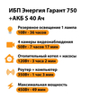 ИБП Энергия Гарант 750 + Аккумулятор S 40 Ач - 12В (450Вт - 49мин) - ИБП и АКБ - ИБП для котлов - . Магазин оборудования для автономного и резервного электропитания Ekosolar.ru в Мытищах