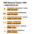 ИБП для котла Энергия Гарант 1000 + Аккумулятор Grid 55 Ah 12 v (600Вт - 50мин) - ИБП и АКБ - ИБП для котлов - . Магазин оборудования для автономного и резервного электропитания Ekosolar.ru в Мытищах